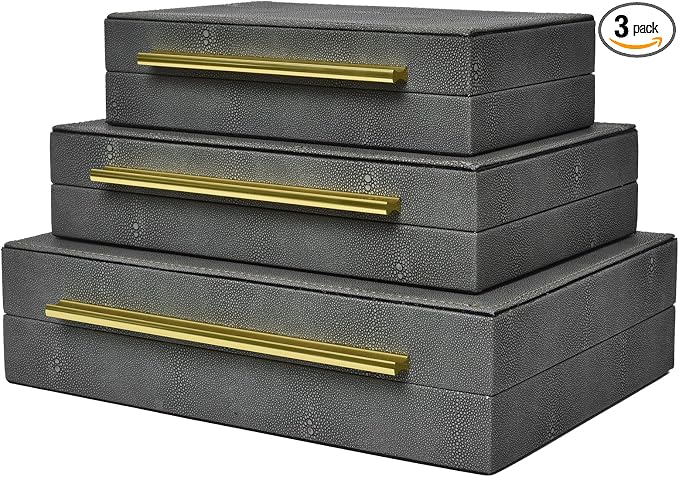 Faux Shagreen Leather Jewelry Storage Boxes Set of 3 by DECOR4SEASON