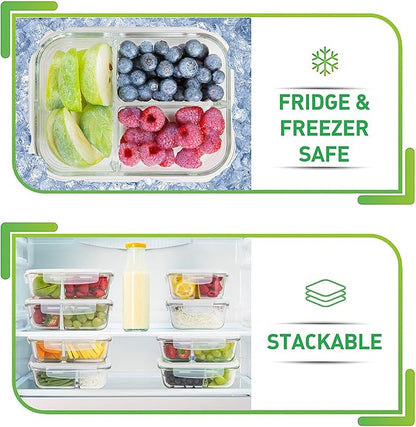 PrepNaturals 5 Pack 34 Oz Glass Meal Prep Containers - Image 8