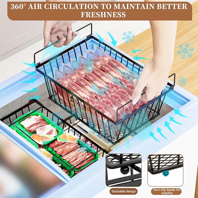 Freezer Organizer Bins ，Enhanced Leak-Proof Bottom，4 Pack Stackable Deep - Image 6