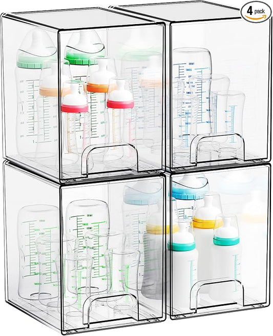7.5"H Stackable Storage Drawers, 4 Pack Clear Acrylic Drawer Organizer by Yieach
