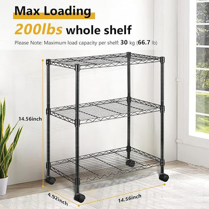 3-Tier Storage Shelves Steel Plant Stand Household Sturdy, Mesh Metal Storage - Image 3