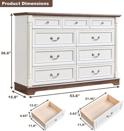 Farmhouse 9 Drawer Dressers for Bedroom, Big Dressers - Image 3