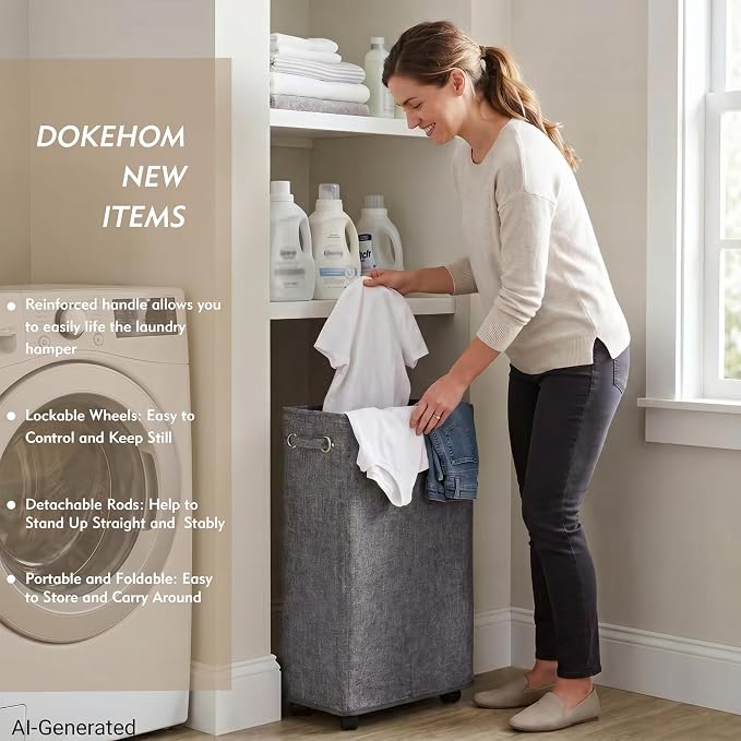 DOKEHOM 29-Inches Enlarged Slim Laundry Basket - Image 2