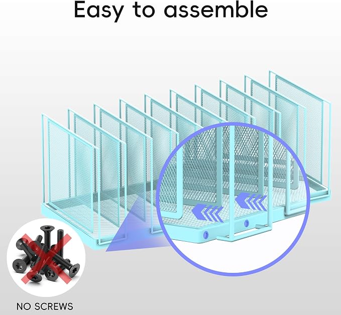9-Section Desk File Organizer, Vertical File Holder, Mesh Desktop File Folder - Image 4