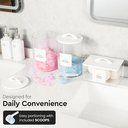 Laundry Pod Storage Container Set | Two 3L Glass Jars & One Acrylic Dryer Sheet - Image 6