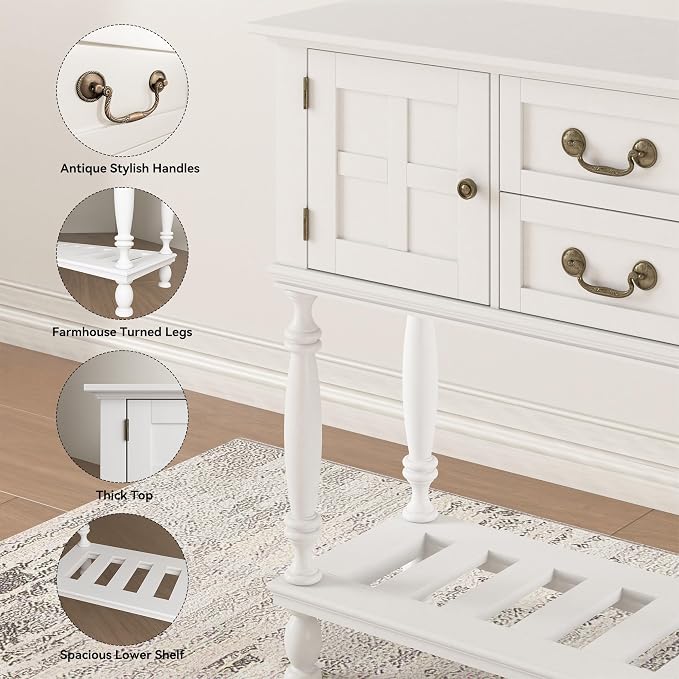 Farmhouse Console Table with Storage, Narrow Entryway Table with 2 Drawers & 2 - Image 5