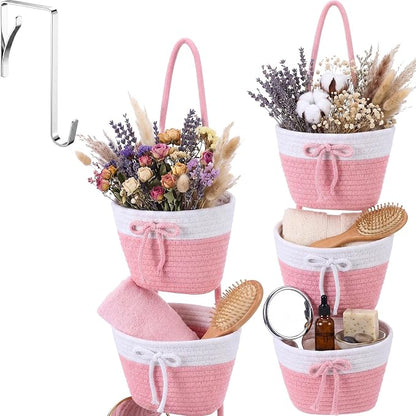 3-Tier Hanging Wall Basket Wall Mounted Woven Basket by Ferrochef