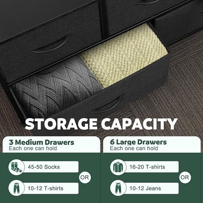 Dresser for Bedroom with 9 Drawers, Chest of Drawers, Storage Drawers Organizer - Image 5