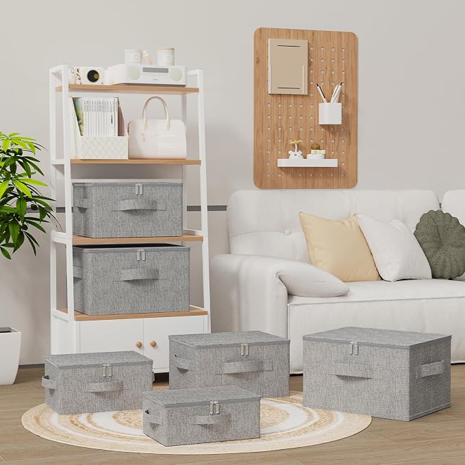 Underbed Storage Basket with Lid, Foldable Bed Sheet Boxes, Home Cube Bins - Image 2