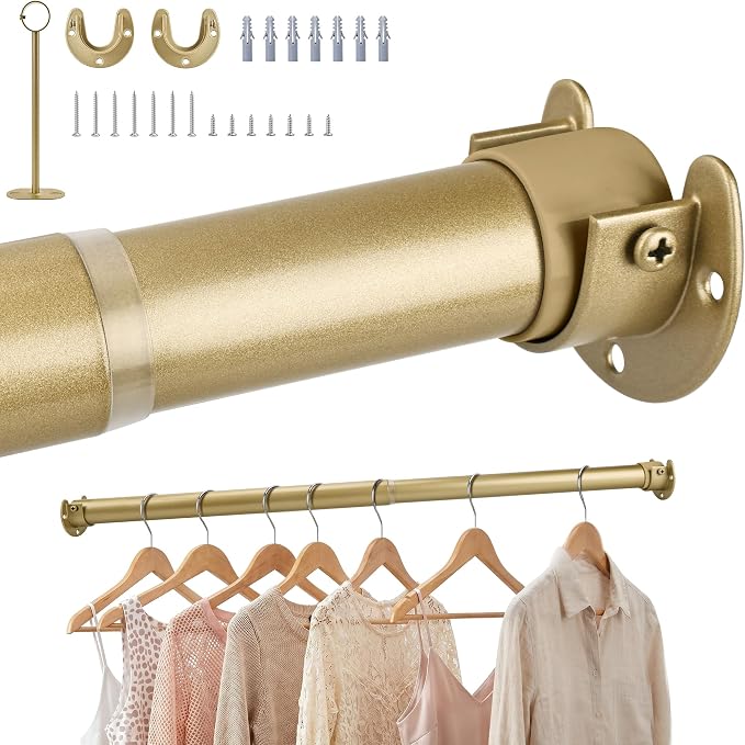 Adjustable Closet Rod for Hanging Clothes, 17-84inch Heavy Duty Metal tension by Unknown