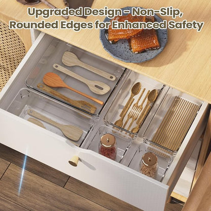15 PCS Clear Plastic Drawer Organizer Set, 4 Sizes Acrylic Drawer Storage Trays - Image 7