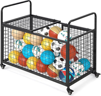 AECOJOY Ball Cart Storage, Rolling Basketball Bin by AECOJOY