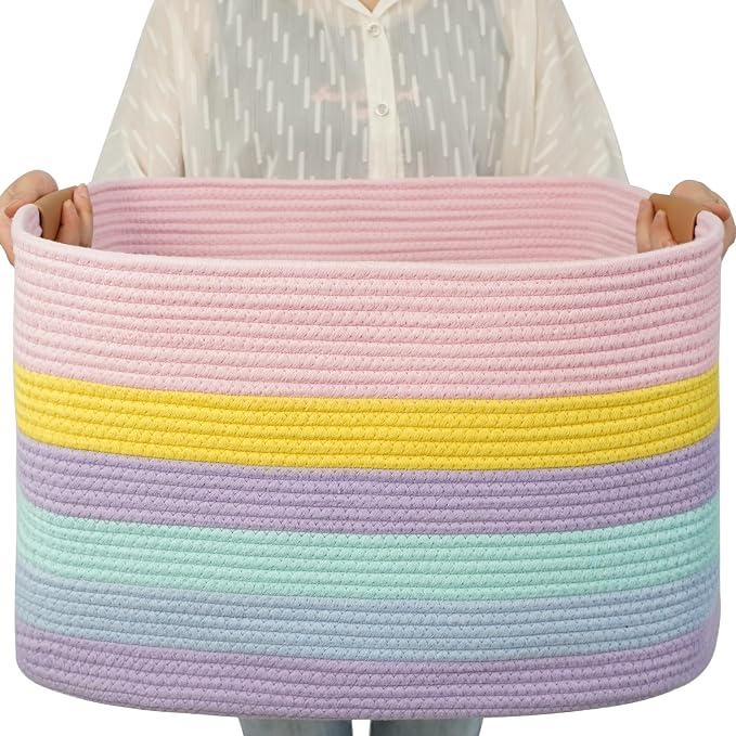danpinera Large Laundry Basket, 108L Rectangle Woven Baskets by danpinera