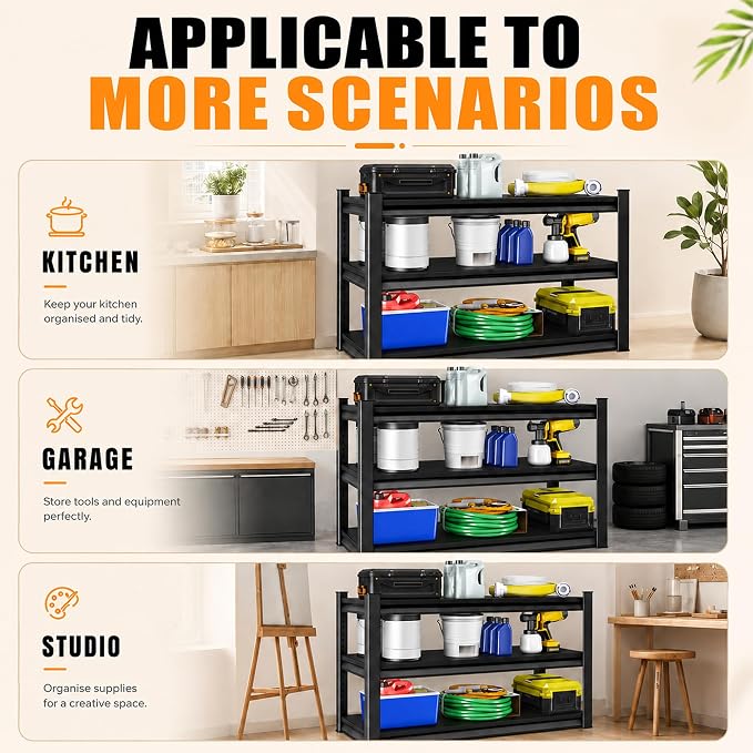 SAWJEC 39" H x 48" W x 18" D Heavy Duty Garage Storage Shelves | 3 Tier Metal - Image 4