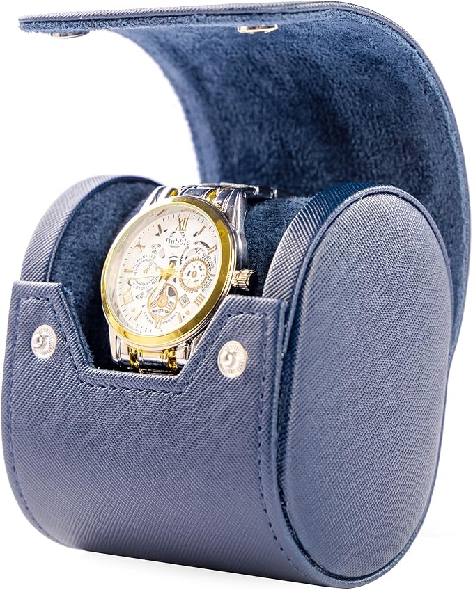 MR.OKAY Single Watch Travel Case -Classic Leather Watch Case by MR.OKAY