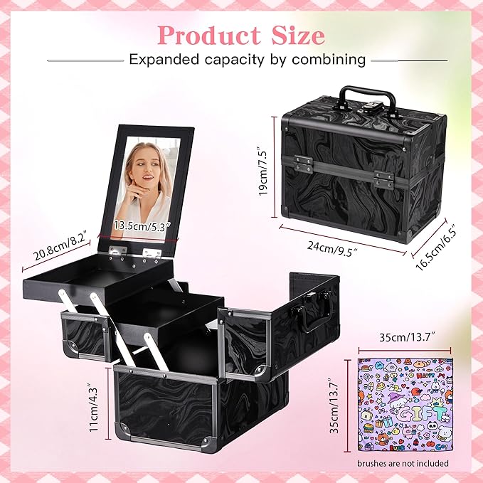 Makeup Train Case, Portable Makeup Case - Image 3