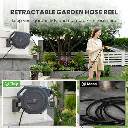 Giraffe Tools PRO Heavy Duty Retractable Garden Hose Reel - 78ft 1/2 Inch Auto - Image 3