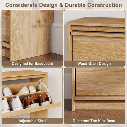 Shoe Cabinet with 3 Flip Drawers, 31.5" W Narrow Shoe Storage Cabinet - Image 5