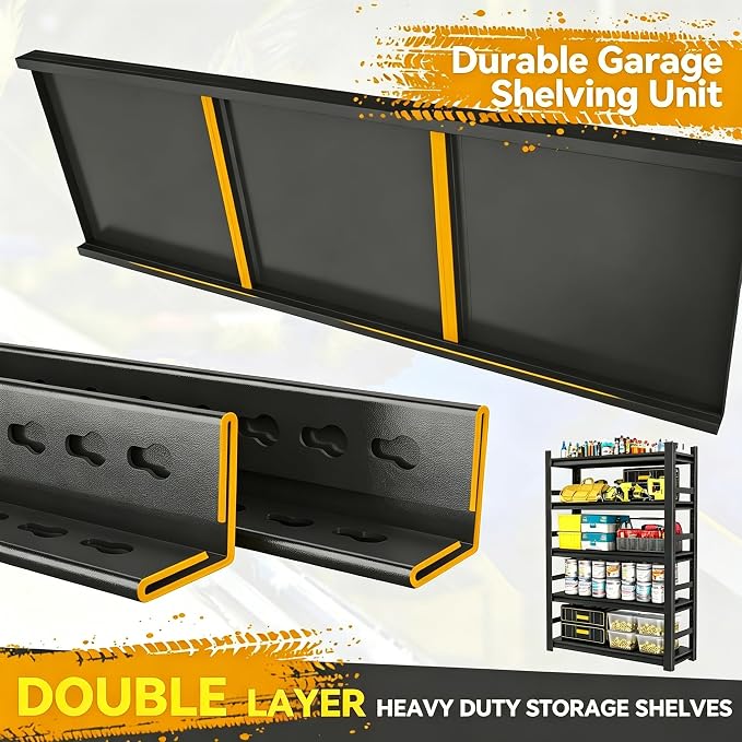 4-Tier Garage Shelving Heavy Duty Metal Shelving 3000LBS Storage Shelves 44" H - Image 4