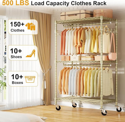 P1 Rolling Clothes Rack, Portable Wardrobe Closet - Image 3