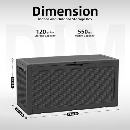 120 Gallon Waterproof Resin Outdoor Storage Box, Weatherproof Outdoor Bin - Image 5