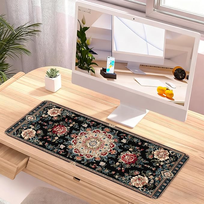 Vintage Persian Carpet Mouse Pad – Large Extended Desk Mat 31.5 x 11.8 in – - Image 2