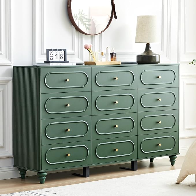 12 Drawer Fluted Dresser for Bedroom, Mid Century Modern Chest of Drawers by ORRD
