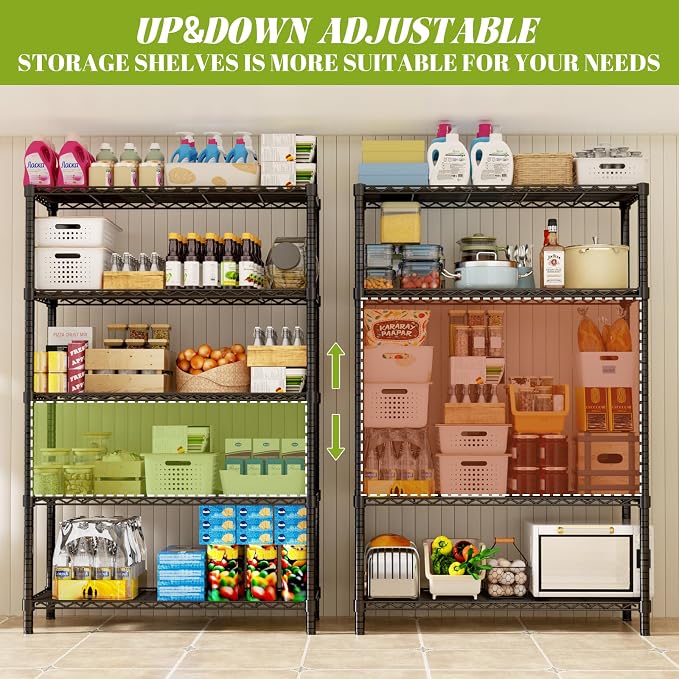 Storage Shelves, 5-Tier Adjustable Metal Industrial Utility Shelf Rack - Image 8