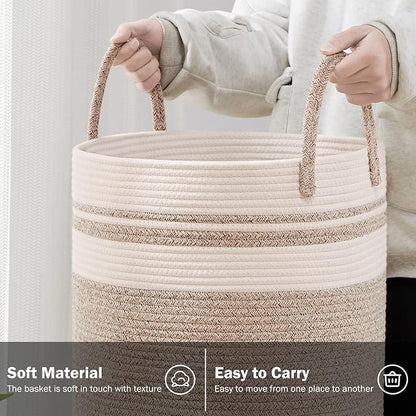 YOUDENOVA Woven Rope Laundry Hamper Basket, 58L Tall Laundry Basket - Image 3