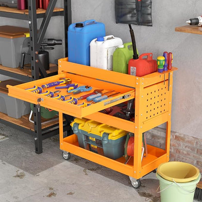 Heavy Duty 3 Tier Tool Cart, Mechanic Metal Rolling Tool Cart - Image 2