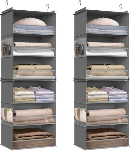 SONGMICS Set of 2 Hanging Closet Organizers, 6-Tier Fabric Storage Shelf by Unknown