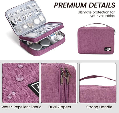 Large Electronic Organizer Travel Case, Double Layer Tech Pouch - Image 3