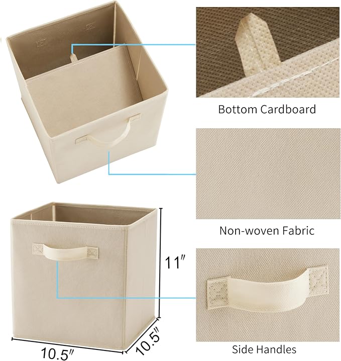 MAX Houser Fabric Cloth Storage Bins, Foldable Storage Cubes Organizer Baskets - Image 3