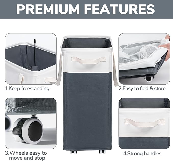 Goodpick Laundry Basket with Wheels, 75L Laundry Hamper - Image 4