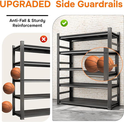 72" H Garage Shelves 5-Tier Heavy Duty Steel Rack 3000 lb Black | Storage - Image 10