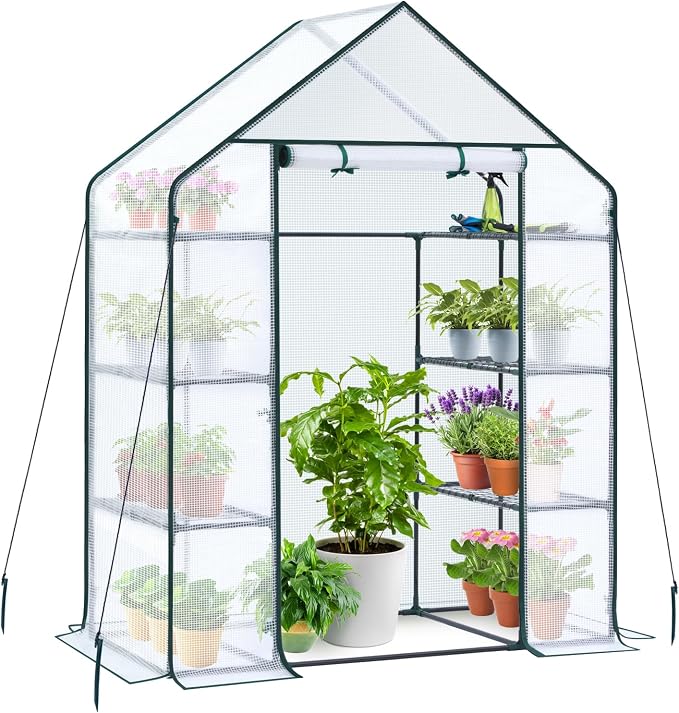 Ohuhu Small Greenhouse for Outdoors: 4 Tiers 6 Shelves Walk-in Indoor Green by Ohuhu
