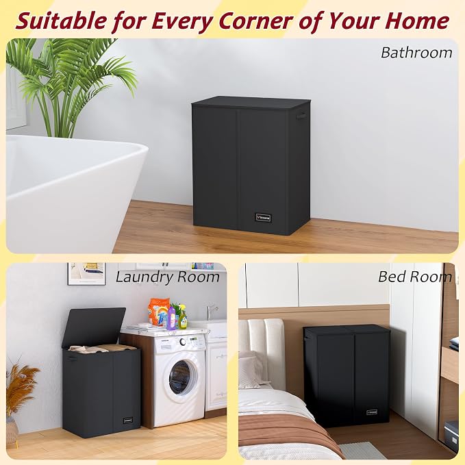 150L Laundry Hamper 2 Section, Large Laundry Hamper - Image 7