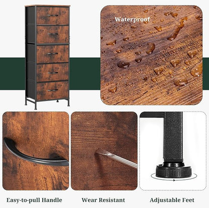 5 Drawers Dresser for Bedroom Fabric Storage Tower - Image 7