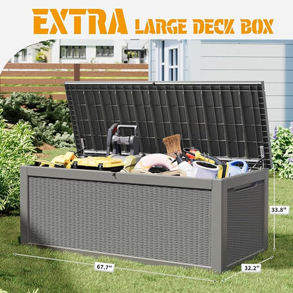 NUNU LAB 300 Gallon Outdoor Storage Box, Resin Large Sturdy Deck Box, Backyard - Image 3
