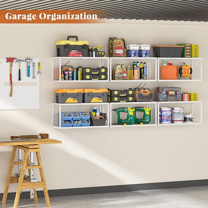 ThreeHio 2 Pack Expandable Garage Shelves Wall Mount, Heavy Duty Garage Wall - Image 4