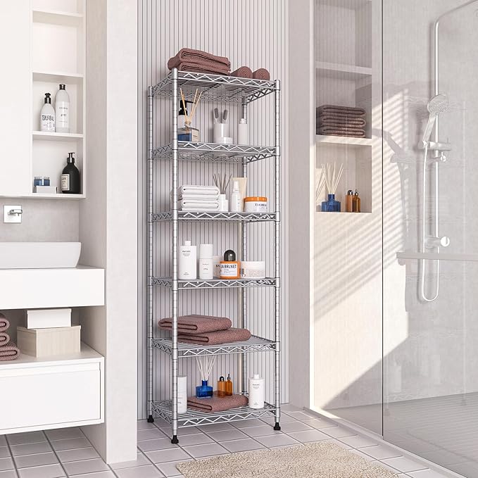 GIOTORENT 6-Tier Storage Shelves Standing Shelving Metal Units, Adjustable - Image 6