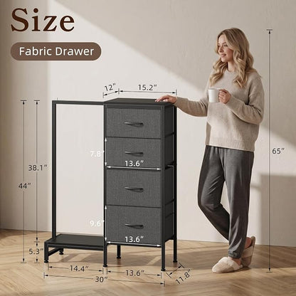 HIGDBFE Dresser with Hanging Rack, 4 Drawers Small Closet - Image 2