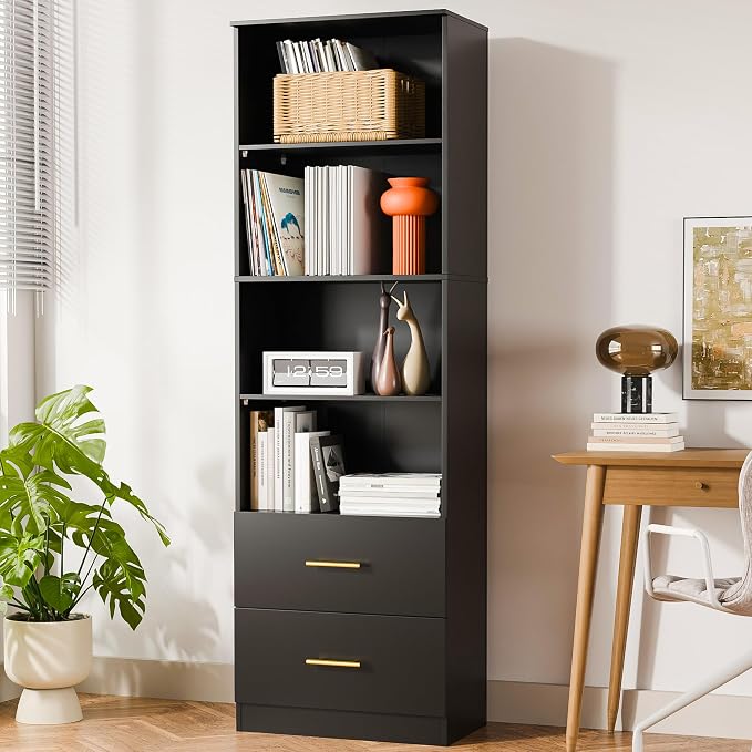 Cozy Castle 74.1'' Bookshelf, Tall Bookcase by CozyCastle
