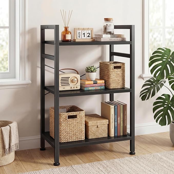 DUMOS 3 Tier Bookshelf, Home Office Bookcase Shelf Storage Organizer | Free - Image 2