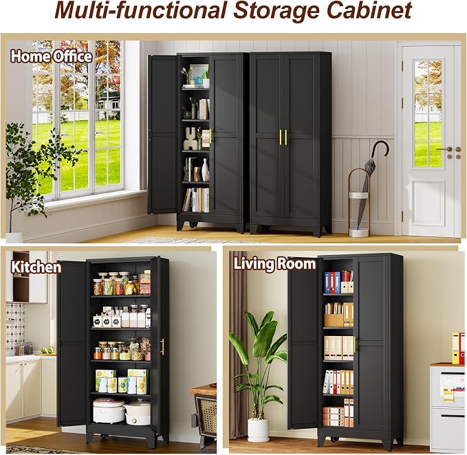 71" Black Metal Storage Cabinet - Image 8