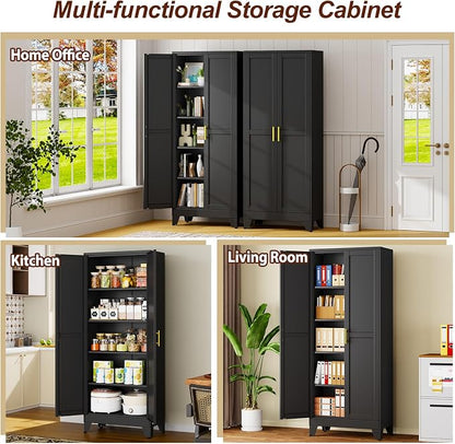 71" Black Metal Storage Cabinet - Image 8