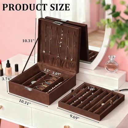 BEWISHOME Necklace Organizer Box, 2-Layer Jewelry Box to Save Space, Modern - Image 6