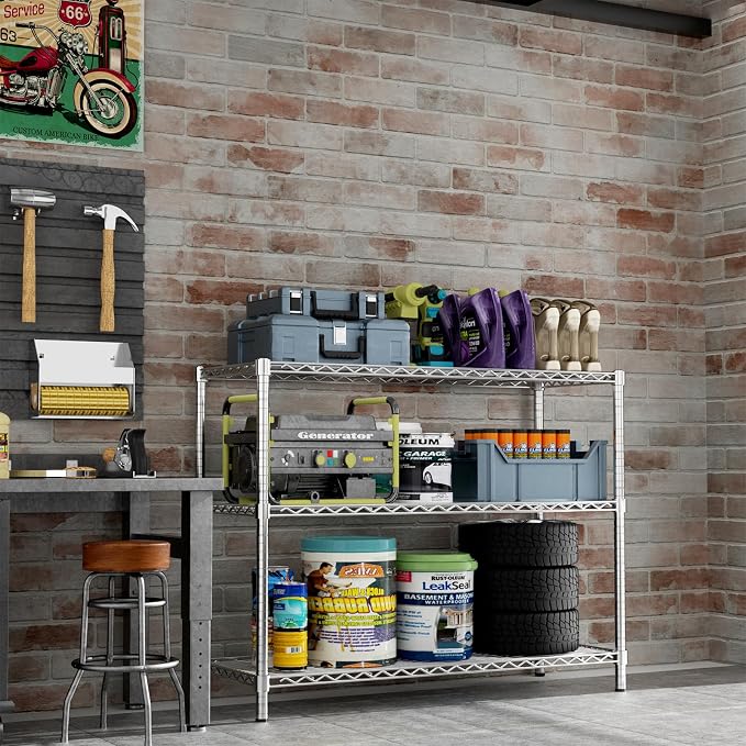 Storage Shelves Heavy Duty, 3-Tier Adjustable Metal Industrial Utility Shelf - Image 7