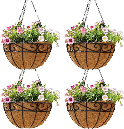 EIMQUVW Outdoor Metal Hanging Planters Basket Hanging Baskets by EIMQUVW