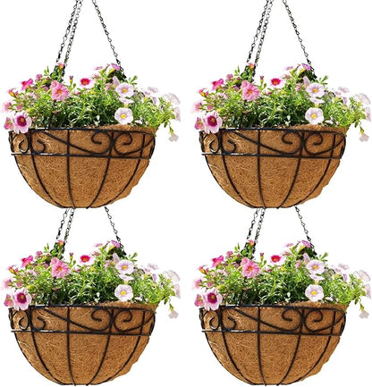 EIMQUVW Outdoor Metal Hanging Planters Basket Hanging Baskets by EIMQUVW